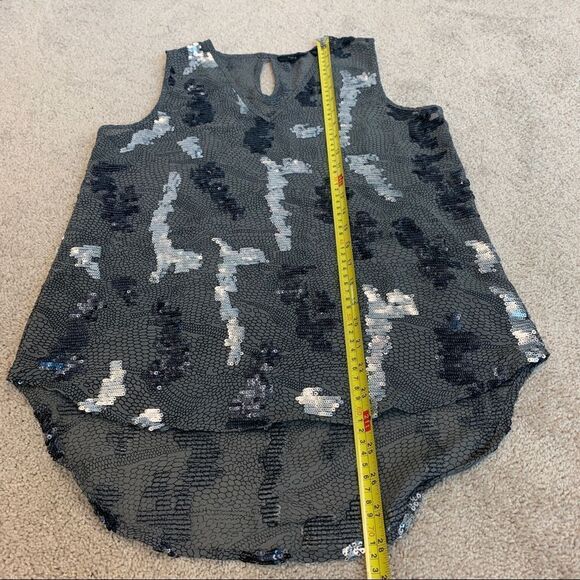DEX silver gray black sequin Camisole tank top Blouse Sz S sparkly Vegas - Picture 9 of 11